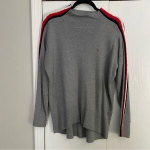 Tommy Hilfiger Gray Sweater with Red and Black Accents